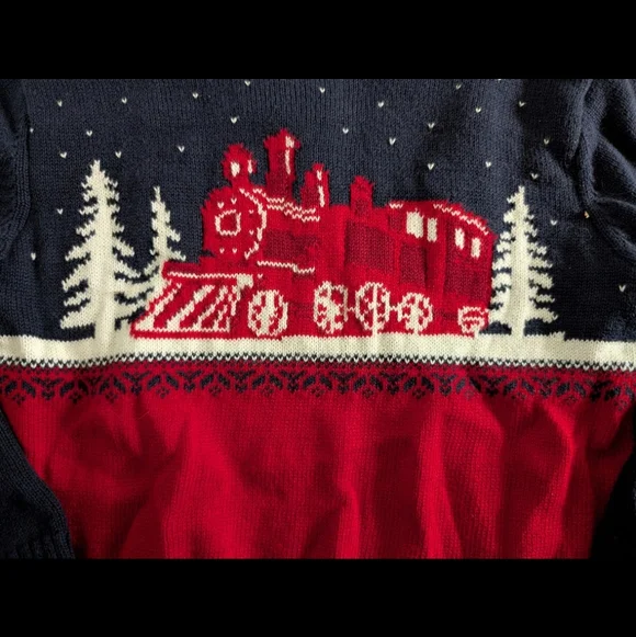 Janie And Jack Boys Train Sweater/Hat Size 3 - Picture 3 of 5